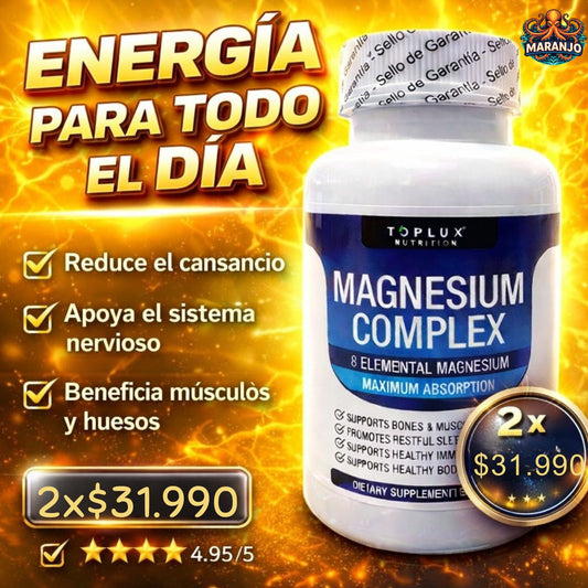 MAGNESIO COMPLEX 600MG- El magnesio que tu cuerpo realmente absorbe (60 Capsulas)