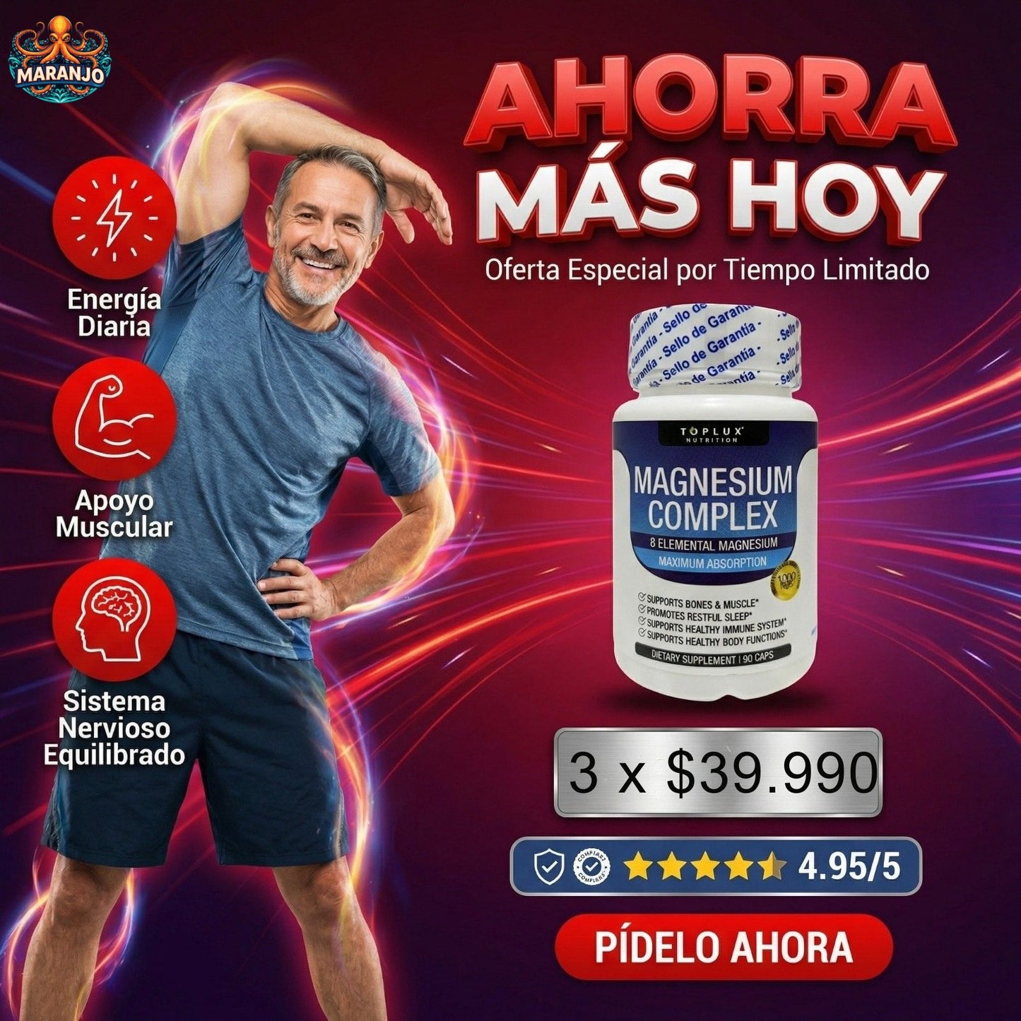 MAGNESIO COMPLEX 600MG- El magnesio que tu cuerpo realmente absorbe (60 Capsulas)