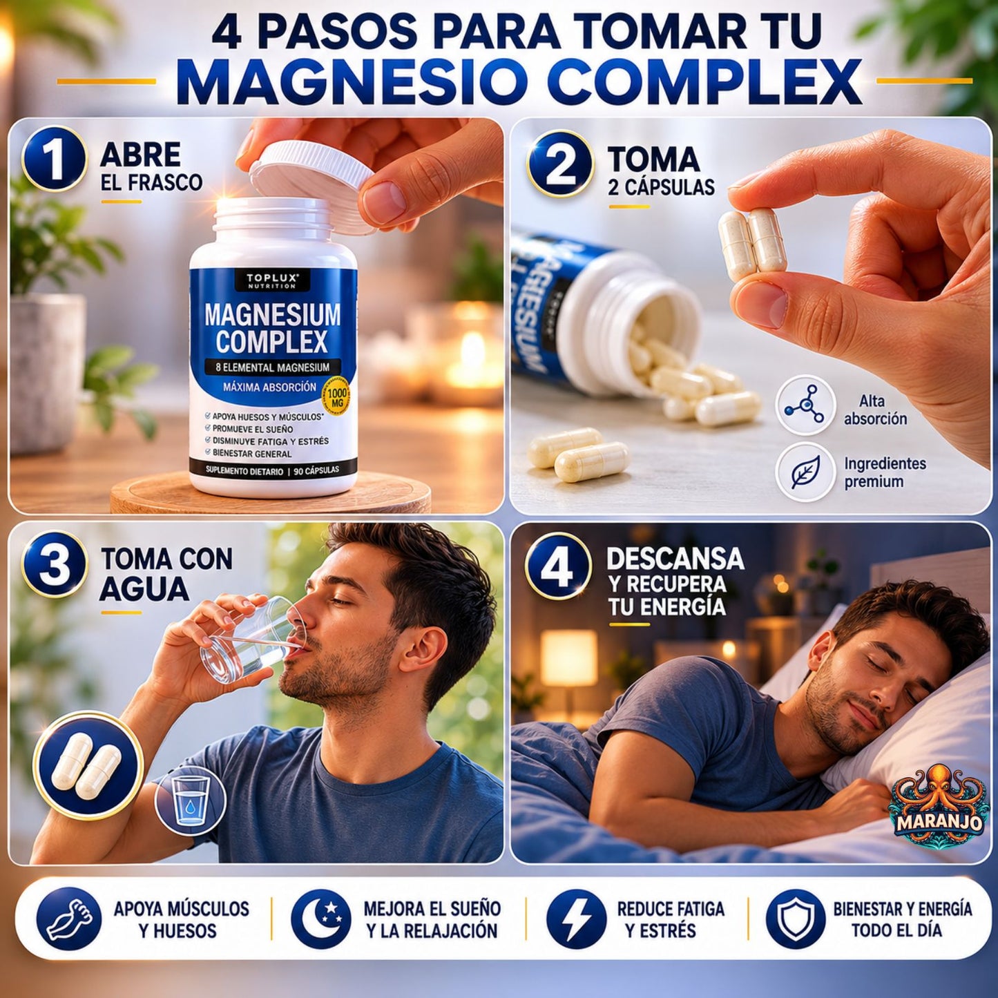 MAGNESIO COMPLEX 600MG- El magnesio que tu cuerpo realmente absorbe (60 Capsulas)