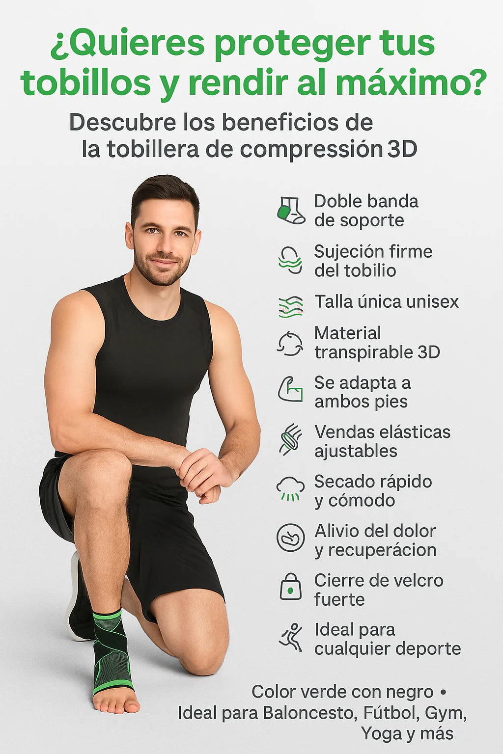 Tobillera De Compresión Ajustable/ Mejora la Firmeza de tus Tobillos